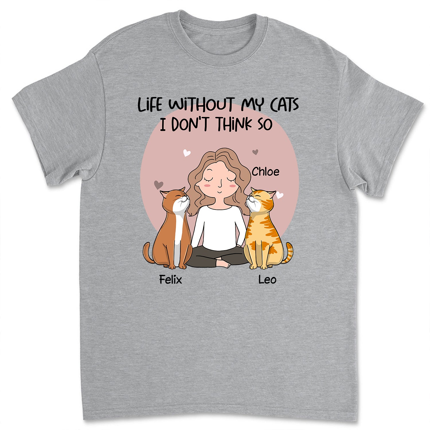 Personalized Unisex 'Life Without Cats' T-shirt - Ideal Gift for Pet Lovers