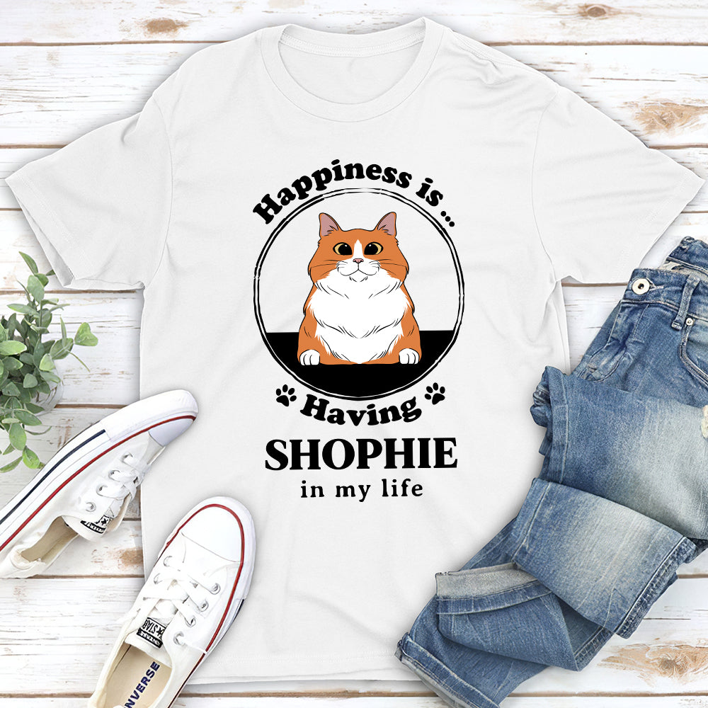 Personalized 'Happiness Is Having Cats' Unisex T-shirt - Ideal Gift for Pet Lovers