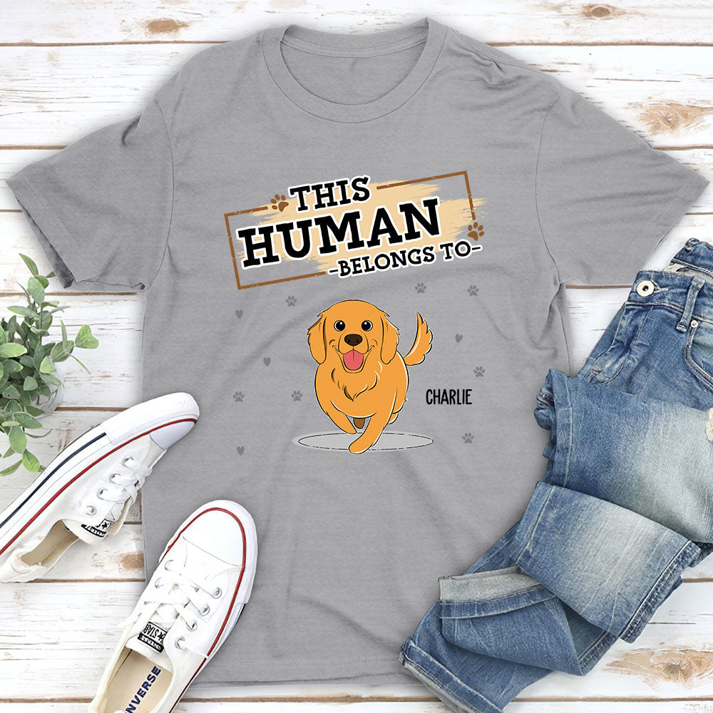 Personalized 'This Human Belongs To Us' Unisex T - shirt for Pet Lovers