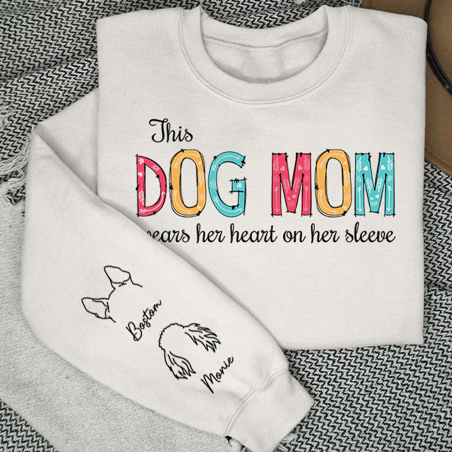 Personalized Dog Mom and Dad Long Sleeve T-shirt with Heart Design