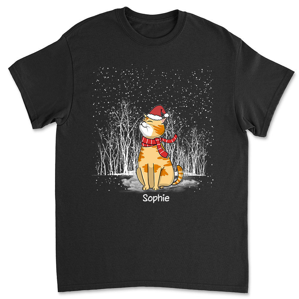 Customizable Winter Cat Unisex T-shirt - Ideal Gift for Pet Lovers