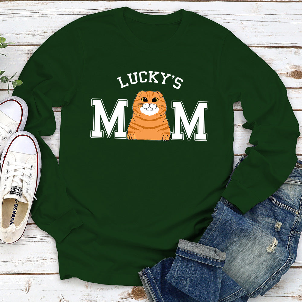 Personalized Custom Long Sleeve Cat Mom/Dad Basic T-shirt - Ideal Gift for Pet Lovers