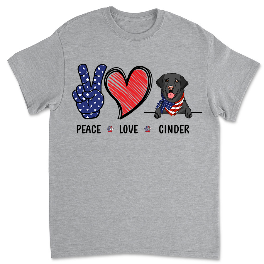 Peace Love Dog Fourth - Customizable Unisex Pet Lover T-shirt