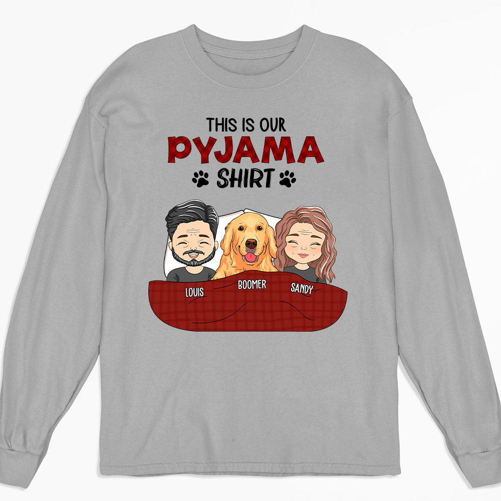 Personalized Custom Long Sleeve Couple Pyjama Shirts - Ideal Gift for Pet Lovers