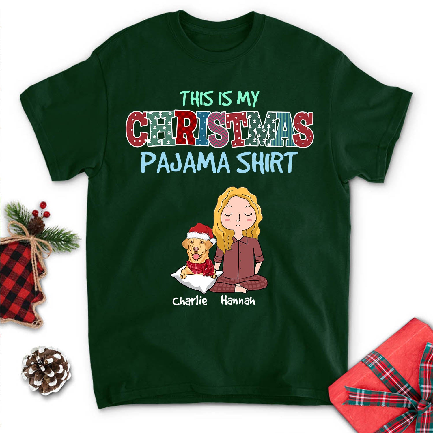 Personalized Custom Unisex Dark Christmas Pajama T-shirt