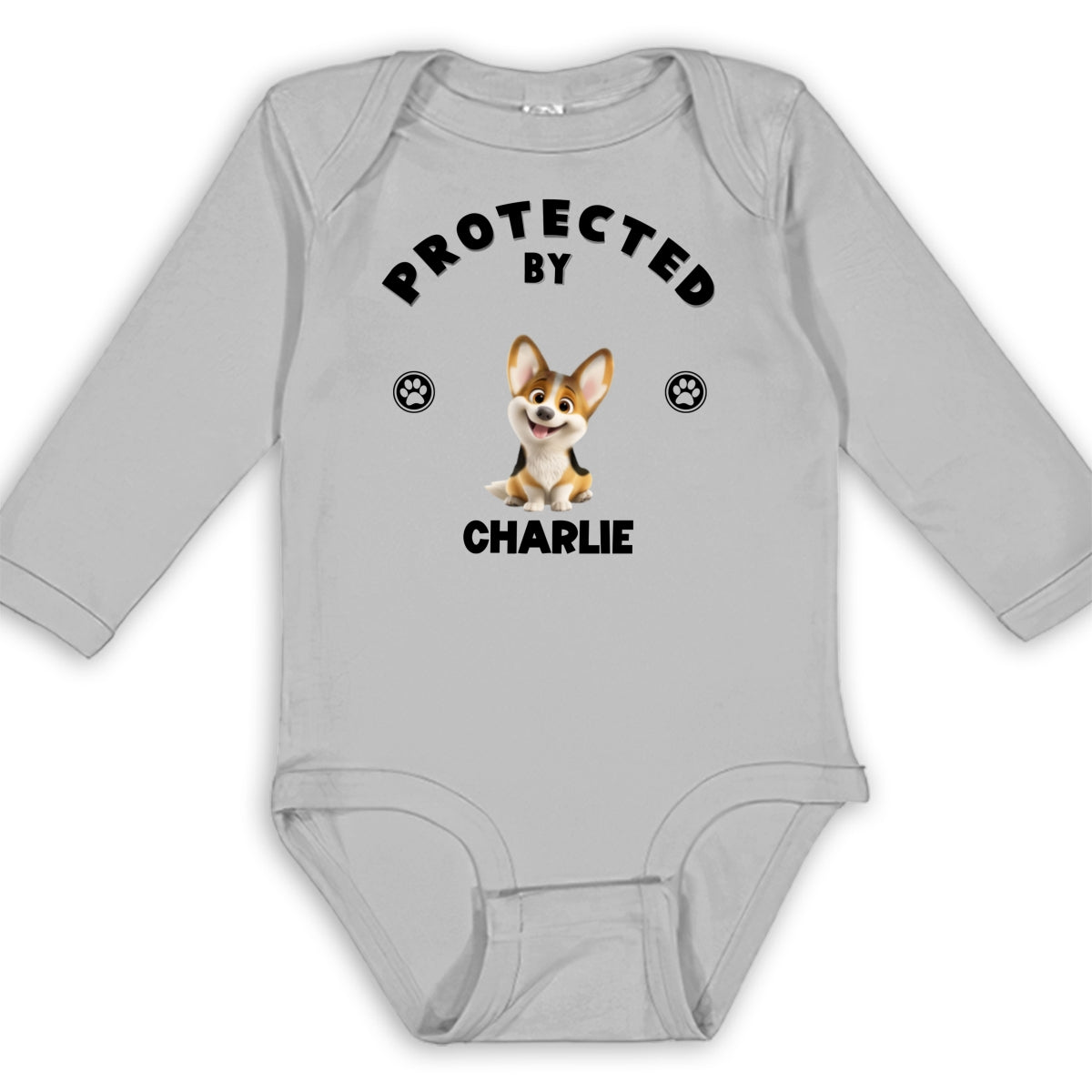 Personalized Long Sleeve Baby Onesie: Humans Protected By Pets