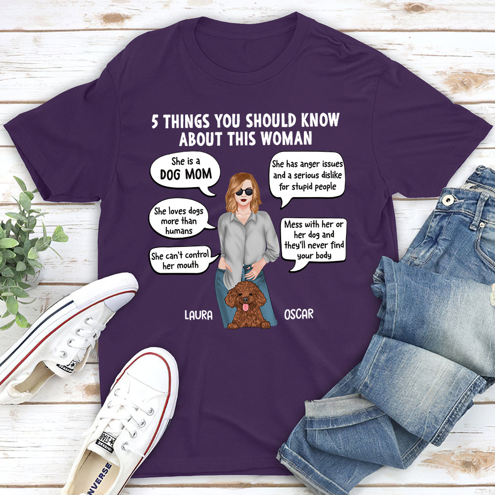 Personalized Custom Unisex '5 Things Dog Mom' T-shirt - Ideal Gift for Pet Lovers