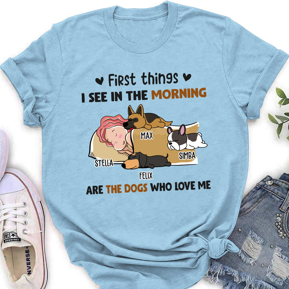 Morning First Thing - Customizable Personalized T-shirt for Women Pet Lovers