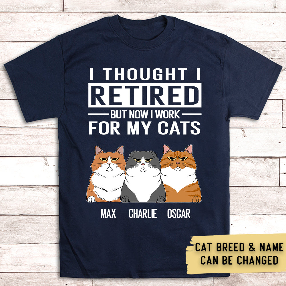 Customizable Unisex 'Work For My Cat' Personalized T-shirt - Ideal Gift for Pet Lovers