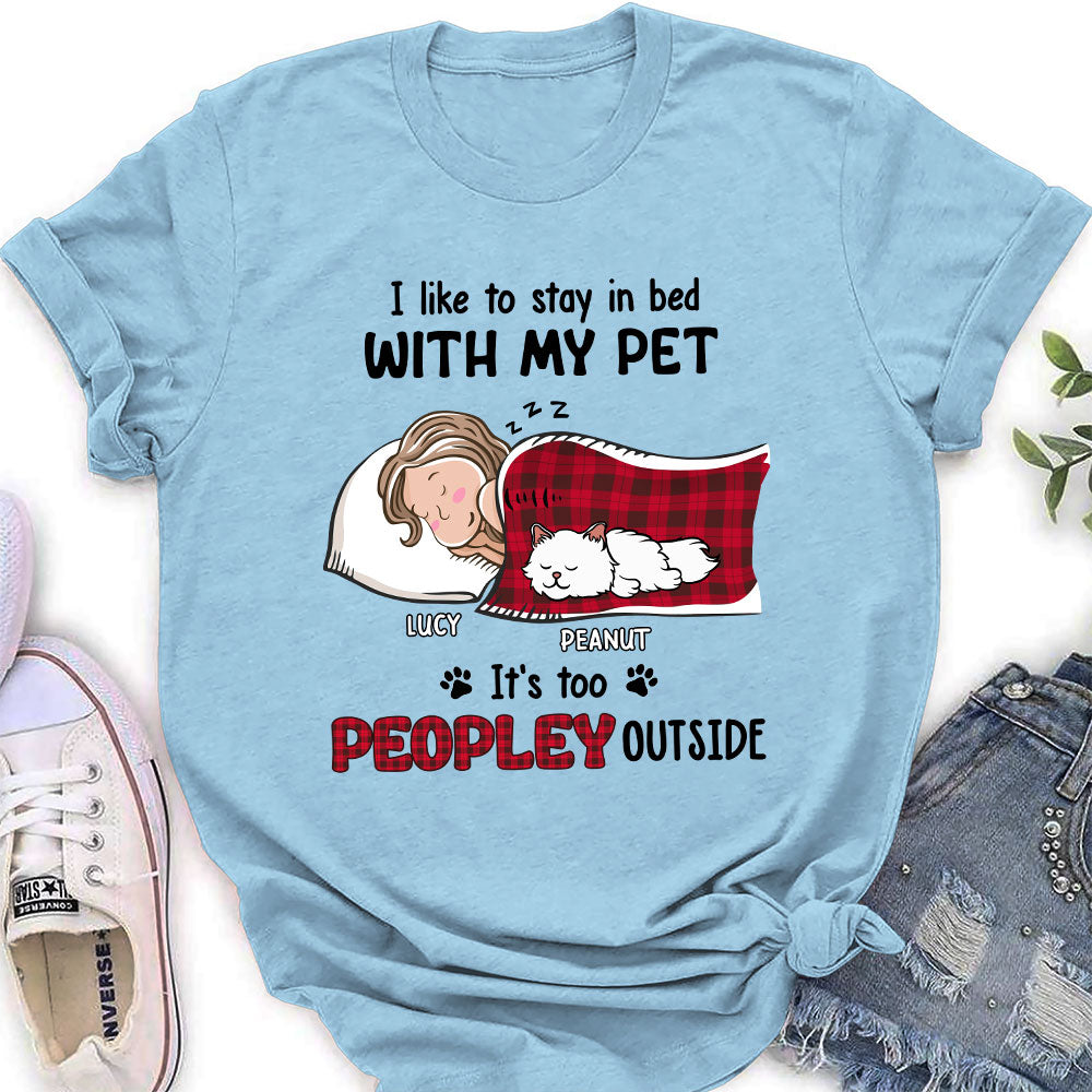 Customizable Personalized Women's T-shirt for Pet Lovers Who Love to Stay in Bed