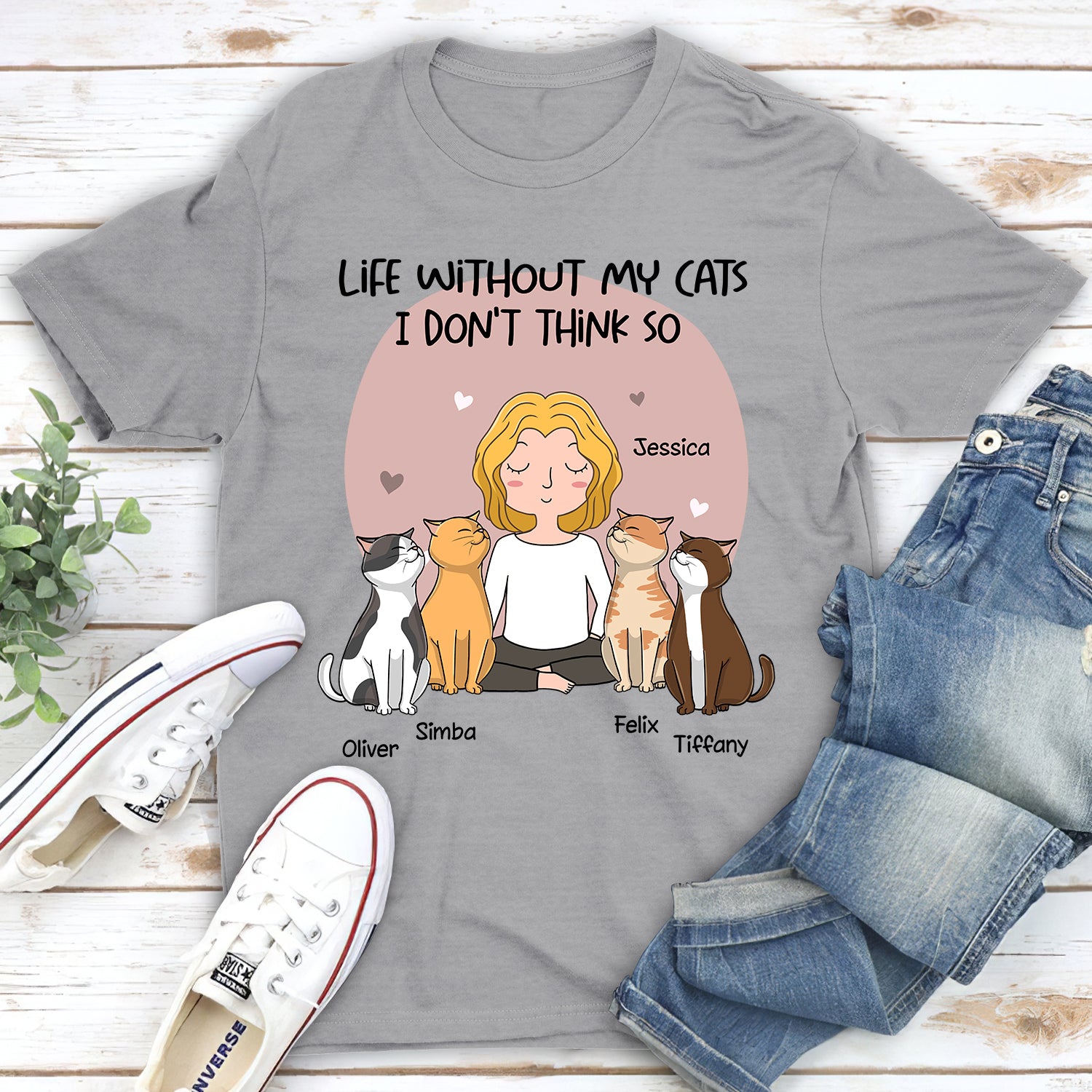 Personalized Unisex 'Life Without Cats' T-shirt - Ideal Gift for Pet Lovers