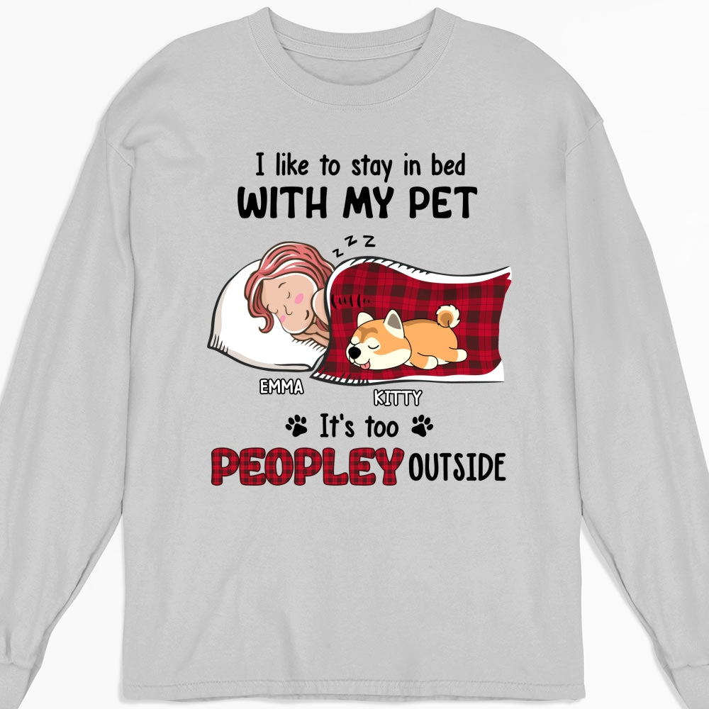 Customizable Long Sleeve T-shirt for Pet Lovers Who Love Staying in Bed