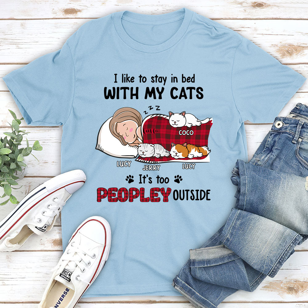 Personalized Like To Stay In Bed Cat Unisex T-shirt - Ideal Gift for Pet Lovers