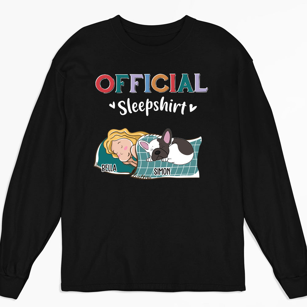 Customizable Dog Curled Up Long Sleeve Sleepshirt for Pet Lovers