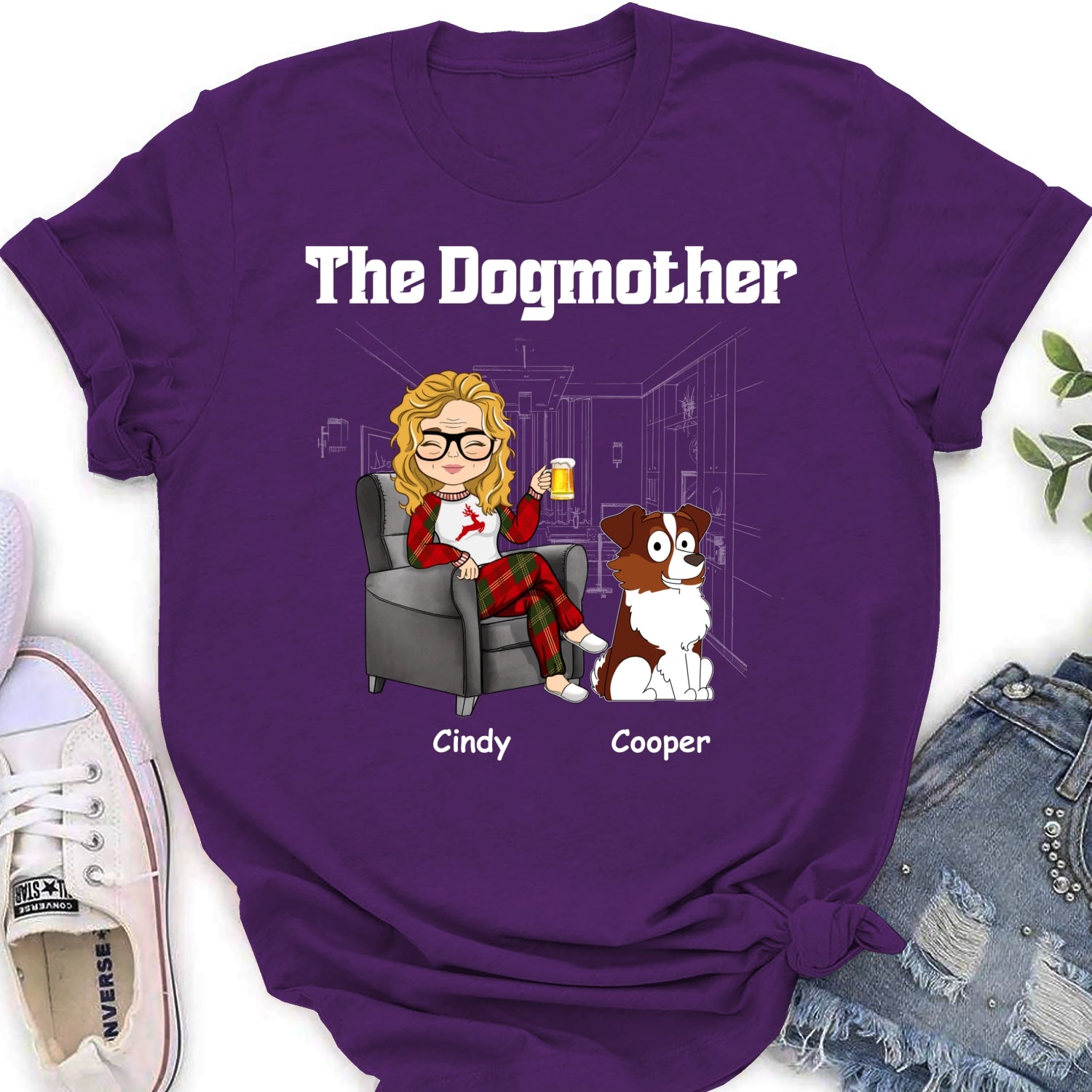 Personalized Custom Dog Mom and Dad Women's T-shirt - Ideal Gift for Pet Lovers