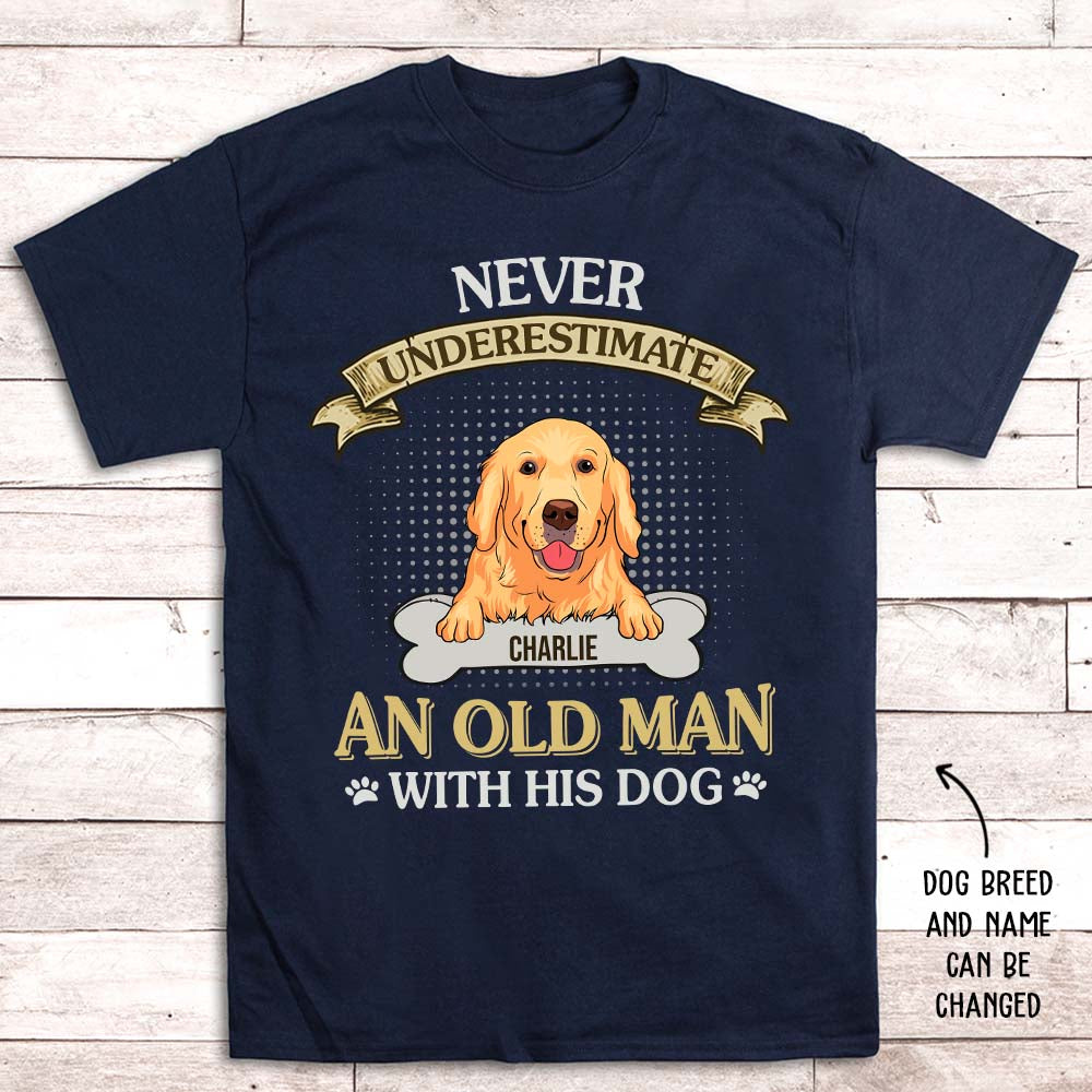 Personalized Custom Unisex T-shirt: An Old Man With His Dog - Ideal for Pet Lovers