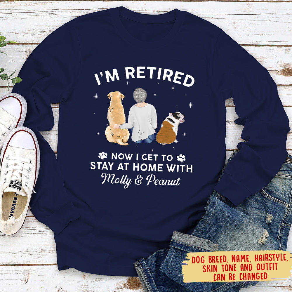 Customizable Long Sleeve Dog Lover T-shirt for Staying at Home
