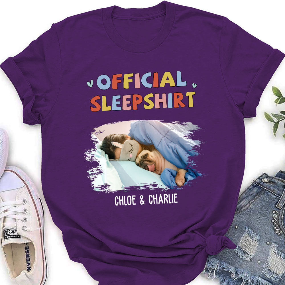 Personalized Custom Women's Sleeping Pet Sleepshirt Version 2 Photo T-shirt - Ideal Gift for Pet Lovers
