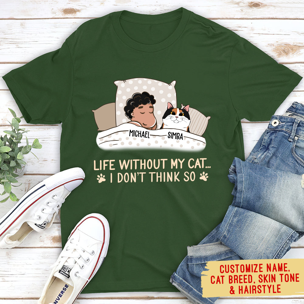 Personalized Custom Unisex 'Life Without My Cat' T-shirt for Pet Lovers