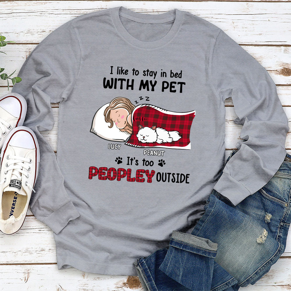 Customizable Long Sleeve T-shirt for Pet Lovers Who Love Staying in Bed