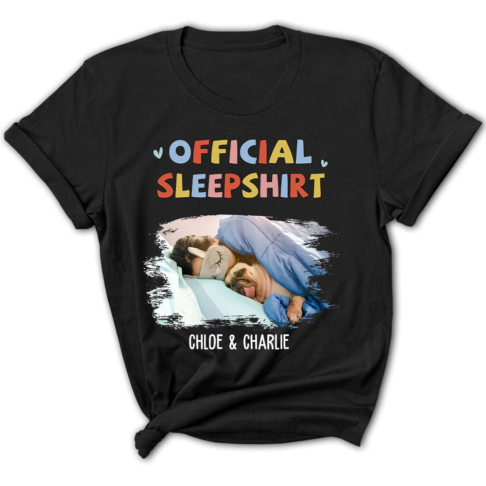 Personalized Custom Women's Sleeping Pet Sleepshirt Version 2 Photo T-shirt - Ideal Gift for Pet Lovers