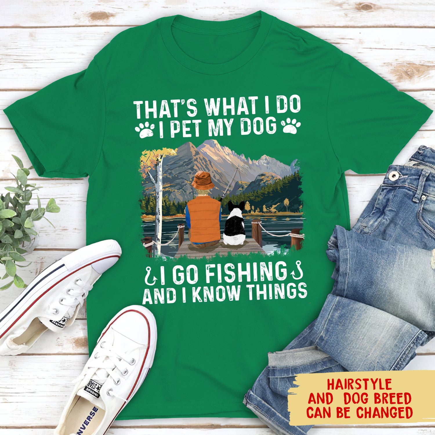 Personalized Custom Unisex 'I Go Fishing And Pet My Dog' T-shirt for Pet Lovers