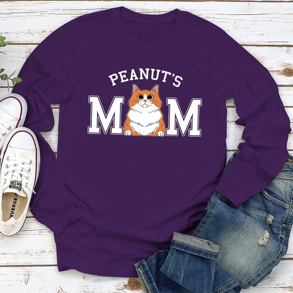 Personalized Custom Long Sleeve Cat Mom/Dad Basic T-shirt - Ideal Gift for Pet Lovers