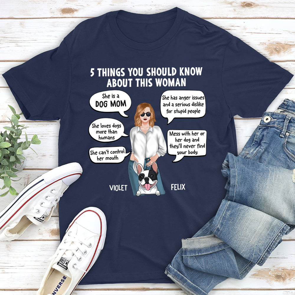 Personalized Custom Unisex '5 Things Dog Mom' T-shirt - Ideal Gift for Pet Lovers