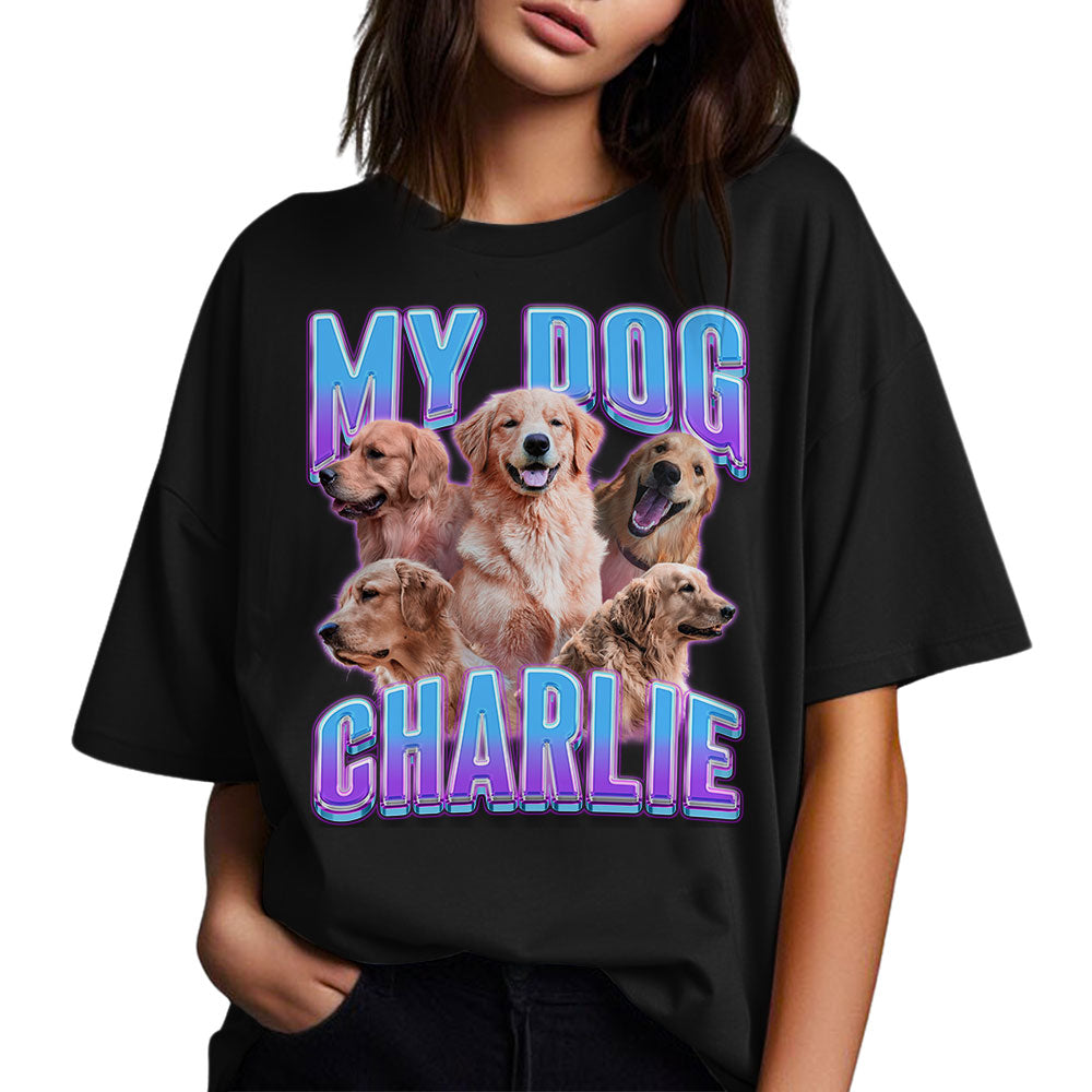Custom Vintage Pet Face Unisex Personalized T-shirt - Version 7