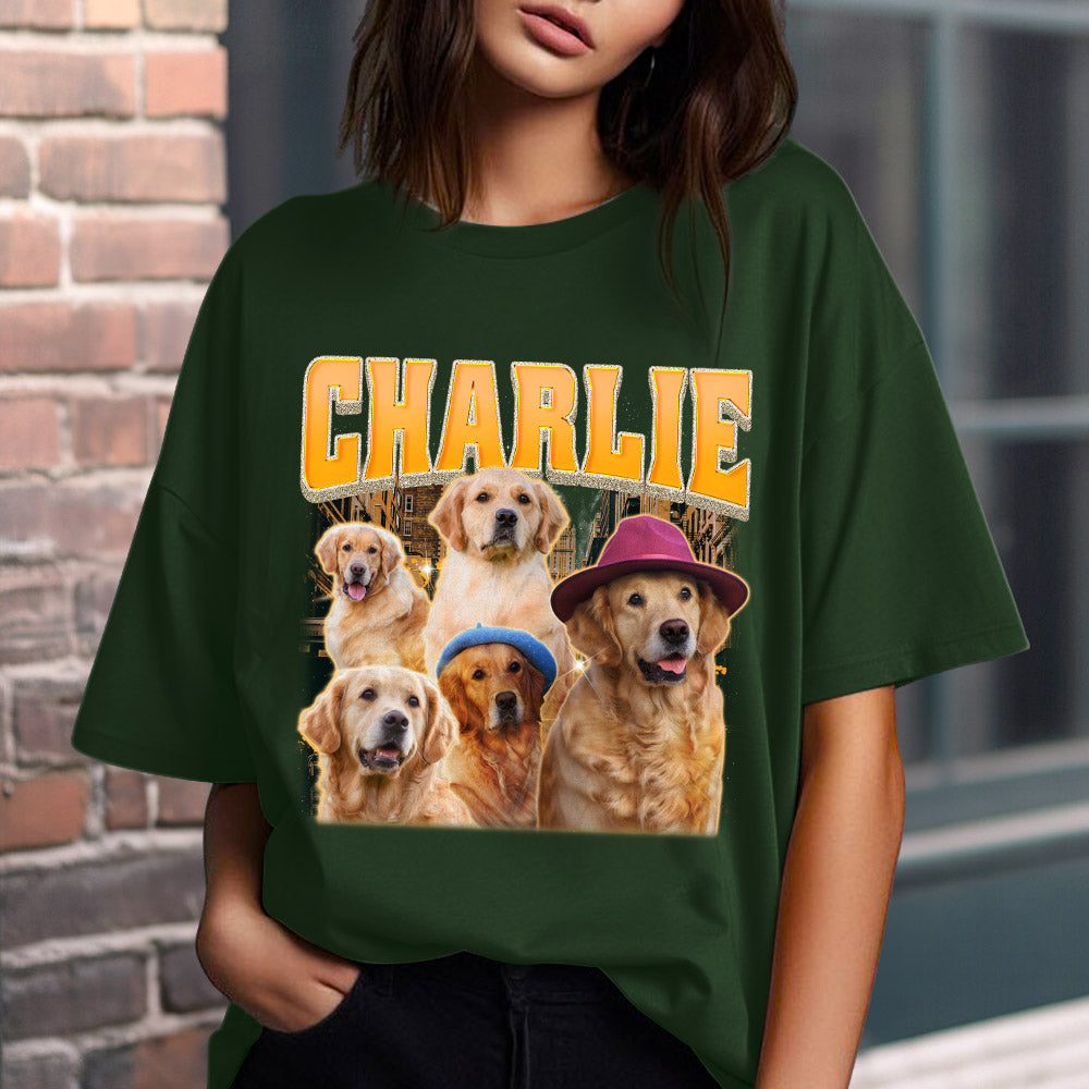 Custom Vintage Pet Face Personalized Unisex T-shirt - Version 4