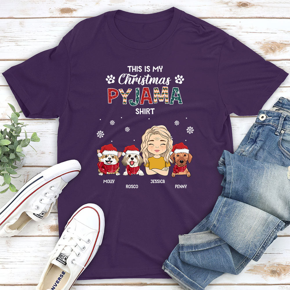 Customizable Christmas Pajama Unisex T-shirt - Ideal Gift for Pet Lovers
