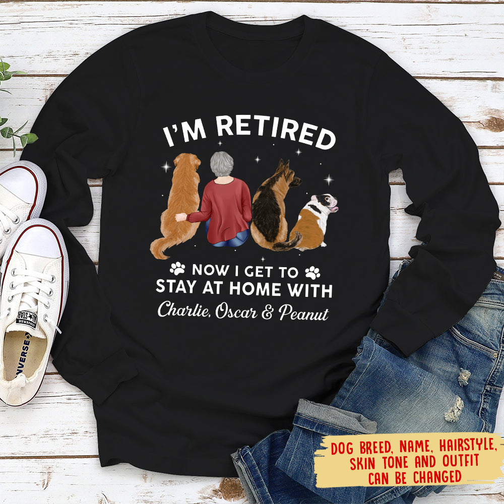 Customizable Long Sleeve Dog Lover T-shirt for Staying at Home