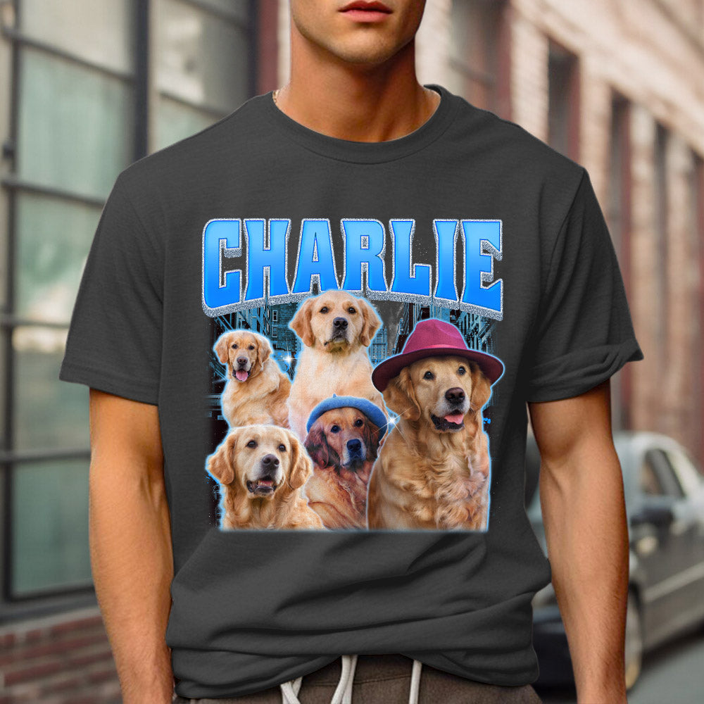 Custom Vintage Pet Face Personalized Unisex T-shirt - Version 4