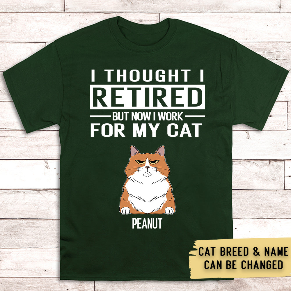 Customizable Unisex 'Work For My Cat' Personalized T-shirt - Ideal Gift for Pet Lovers