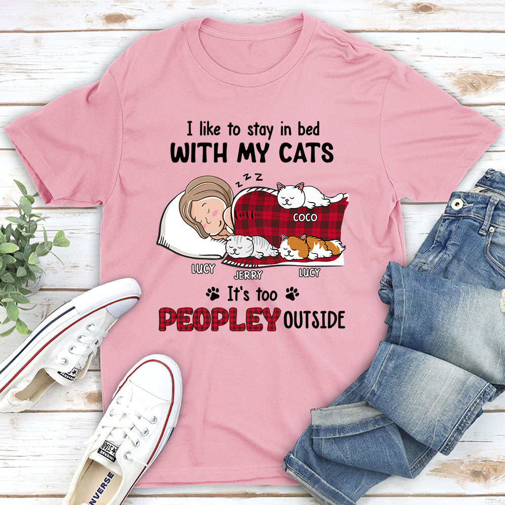 Personalized Like To Stay In Bed Cat Unisex T-shirt - Ideal Gift for Pet Lovers