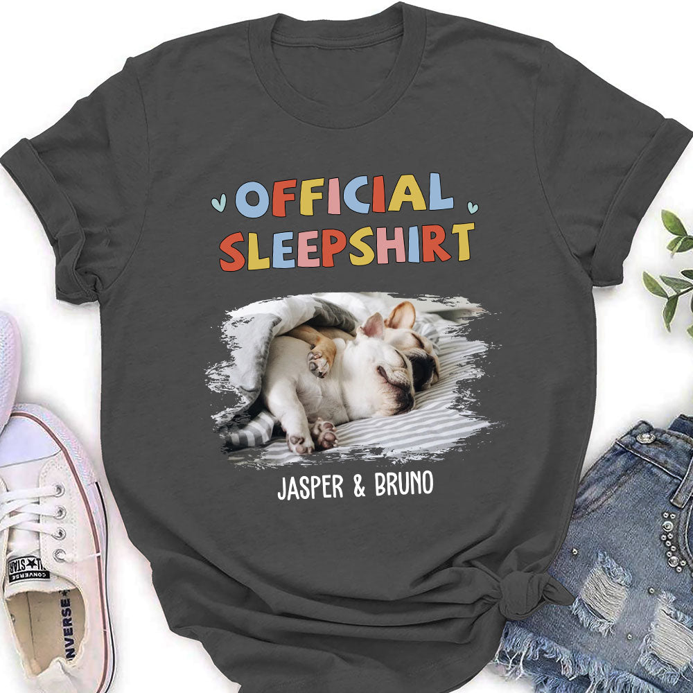 Personalized Custom Women's Sleeping Pet Sleepshirt Version 2 Photo T-shirt - Ideal Gift for Pet Lovers