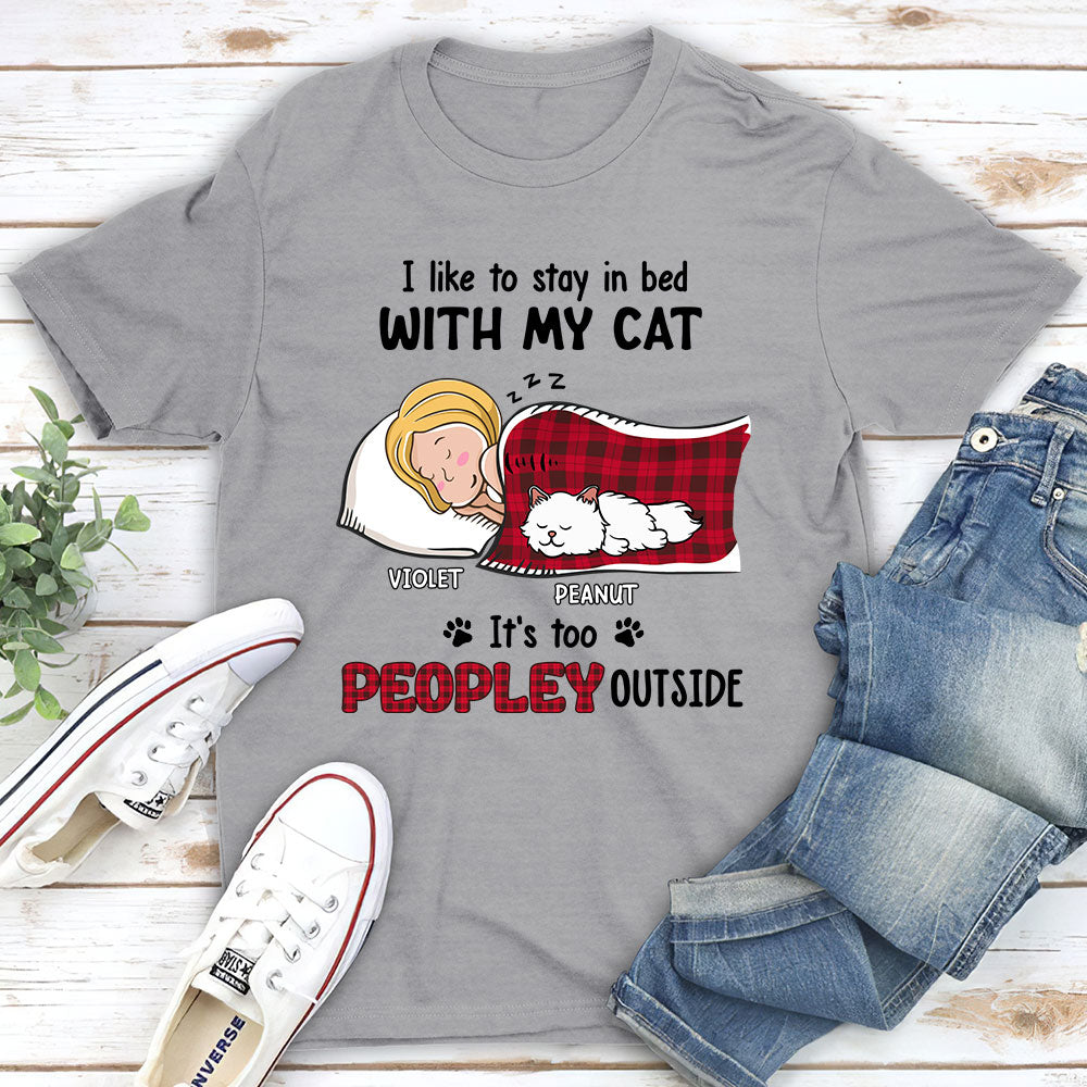 Personalized Like To Stay In Bed Cat Unisex T-shirt - Ideal Gift for Pet Lovers