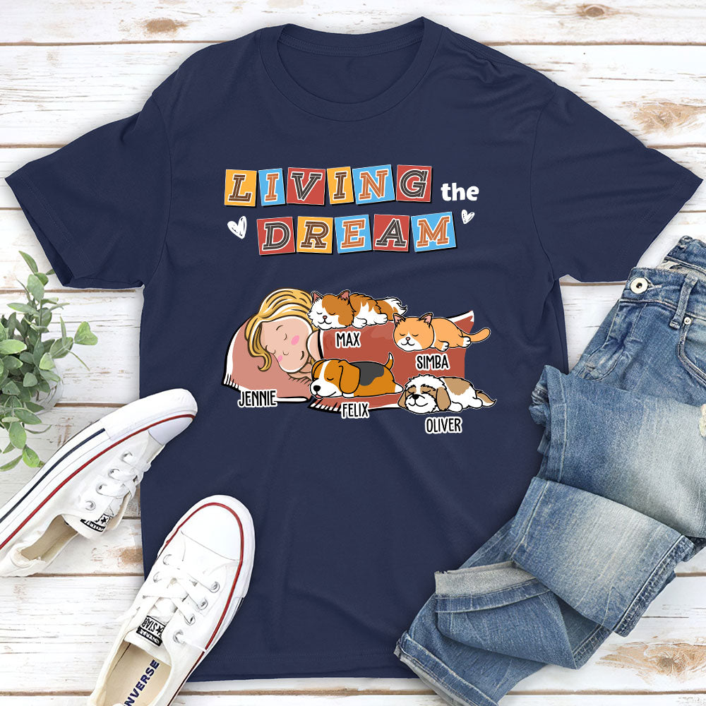 Living The Dream 3 - Customizable Premium Personalized T - shirt for Pet Lovers