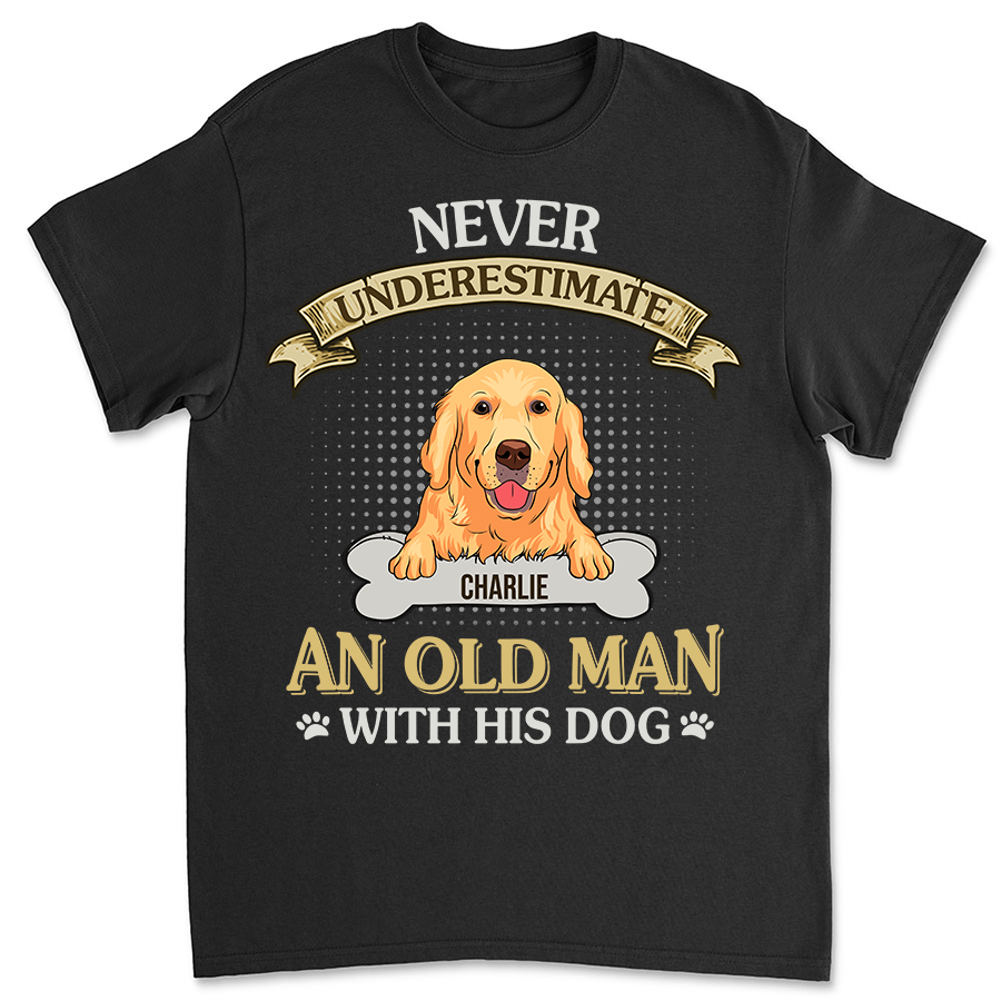 Personalized Custom Unisex T-shirt: An Old Man With His Dog - Ideal for Pet Lovers