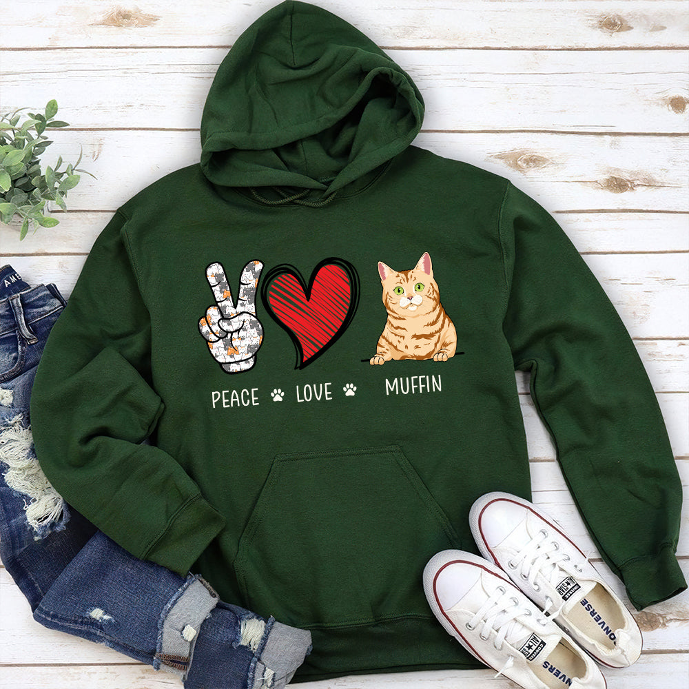 Peace Love Cat - One-of-a-Kind Personalized Custom Hoodie for Pet Lovers