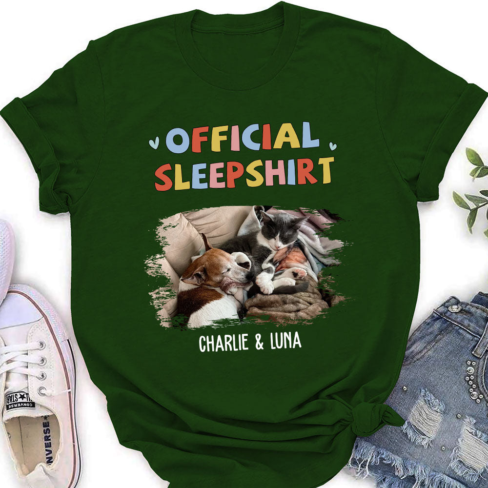 Personalized Custom Women's Sleeping Pet Sleepshirt Version 2 Photo T-shirt - Ideal Gift for Pet Lovers