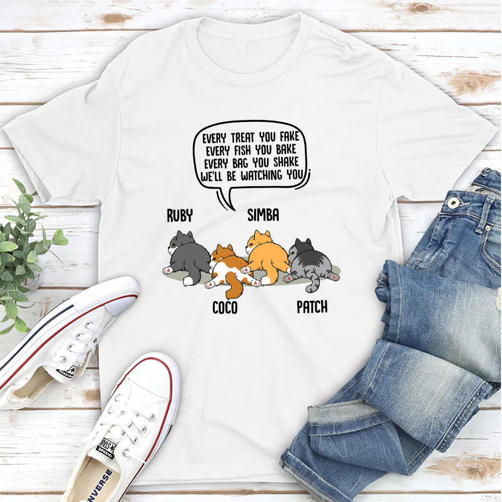 Personalized 'Watching You Cat Butt' Unisex T-shirt - Ideal Gift for Pet Lovers