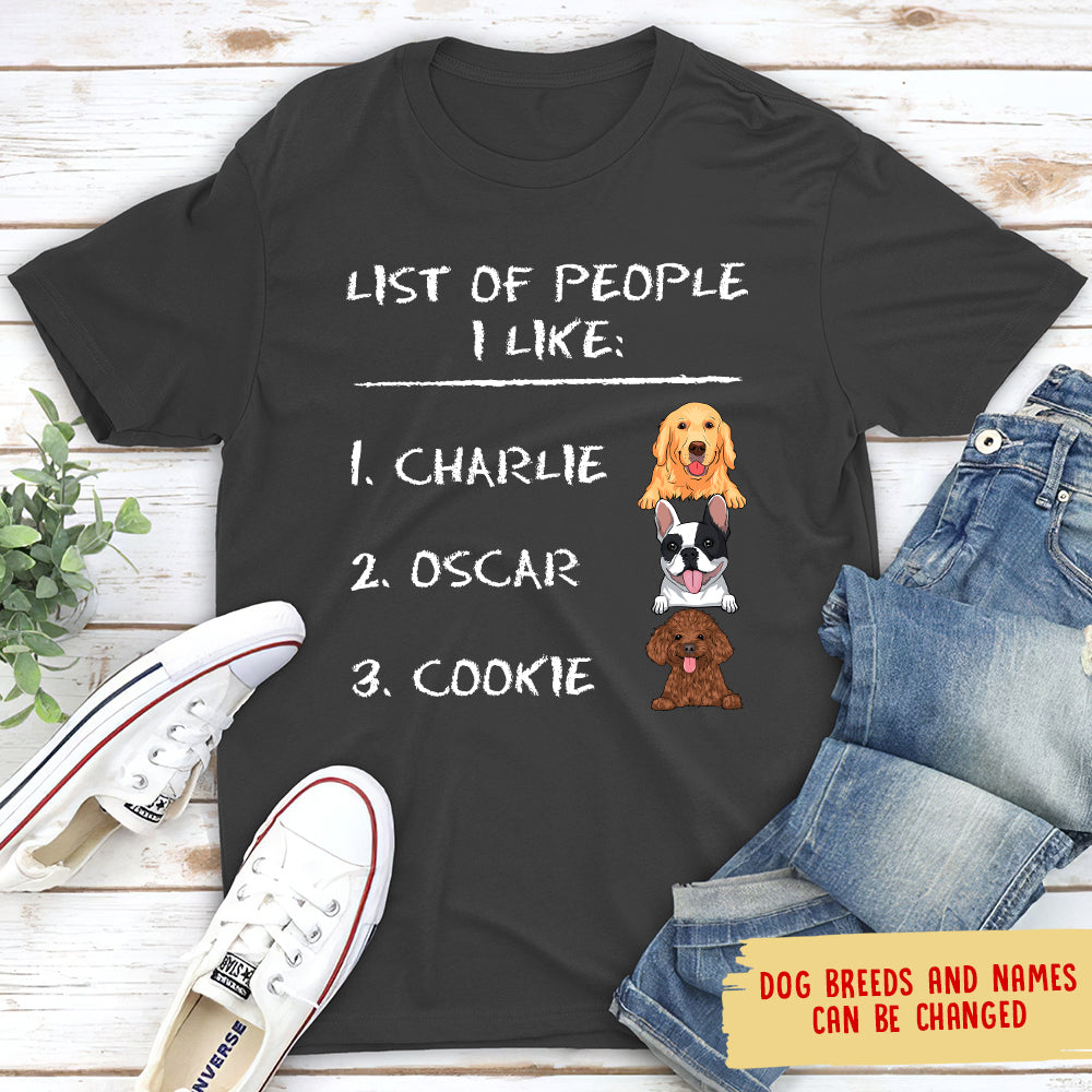 Personalized Unisex T-shirt: List of People I Like - Ideal Gift for Pet Lovers