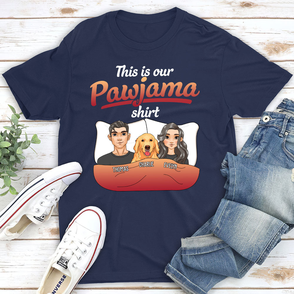 Personalized Custom Unisex Couple Pajama T - shirt with Pet Design