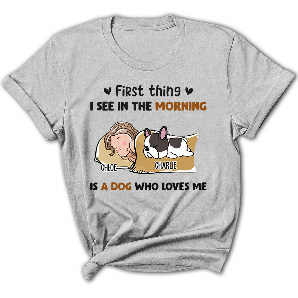 Morning First Thing - Customizable Personalized T-shirt for Women Pet Lovers