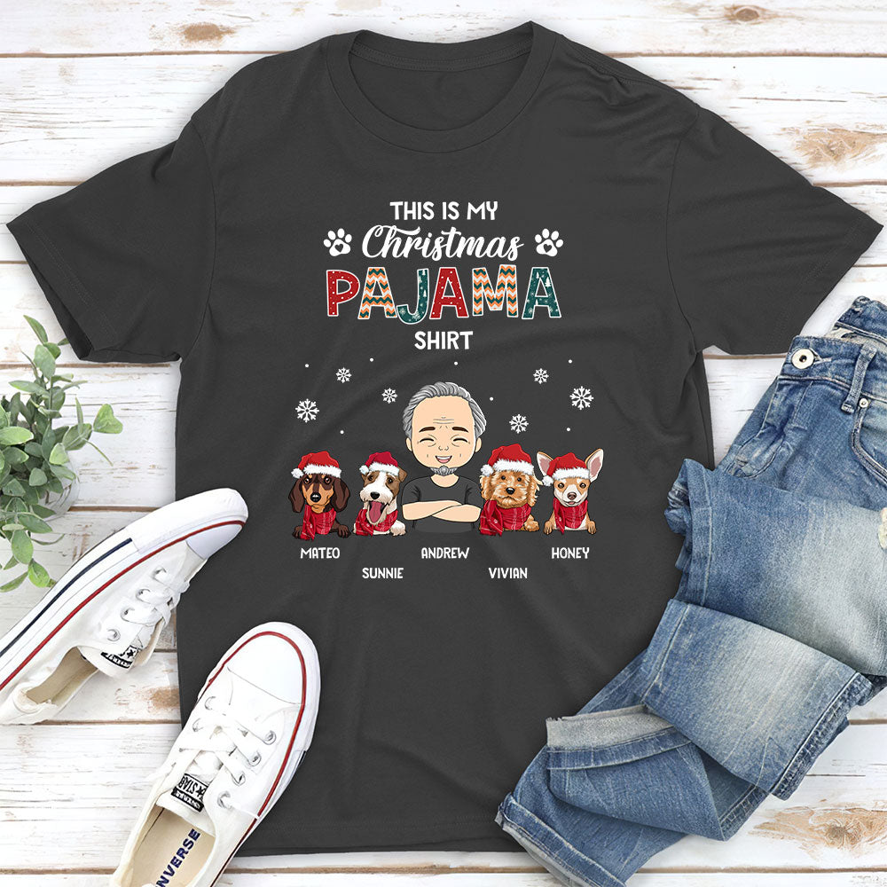 Customizable Christmas Pajama Unisex T-shirt - Ideal Gift for Pet Lovers