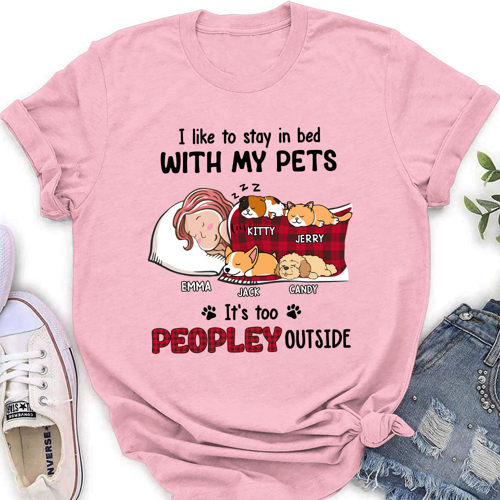 Customizable Personalized Women's T-shirt for Pet Lovers Who Love to Stay in Bed