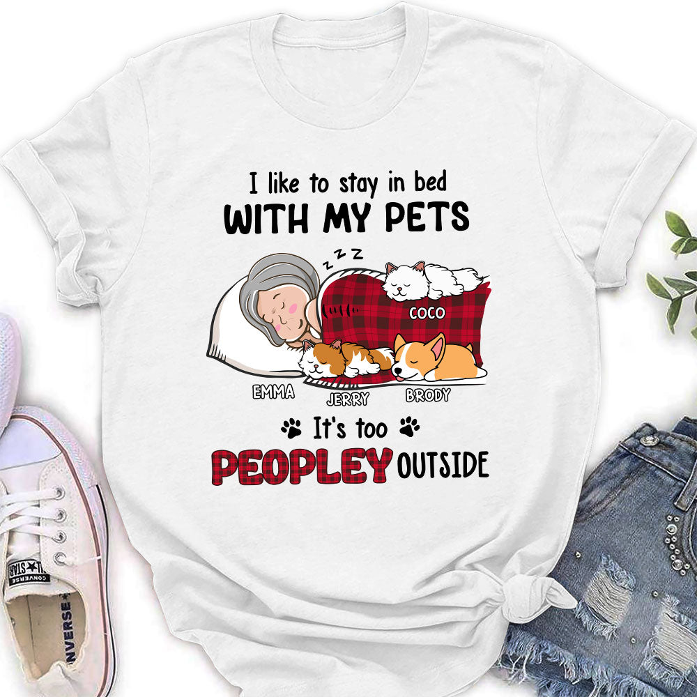 Customizable Personalized Women's T-shirt for Pet Lovers Who Love to Stay in Bed