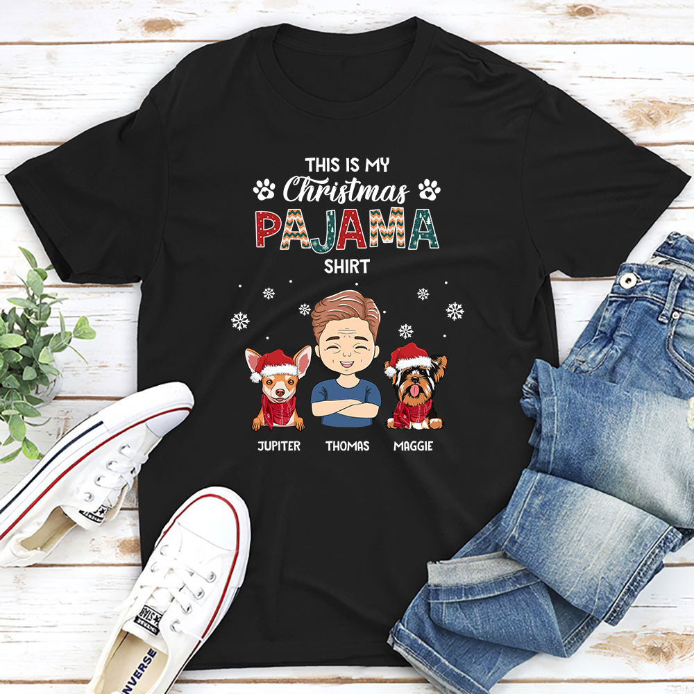 Customizable Christmas Pajama Unisex T-shirt - Ideal Gift for Pet Lovers