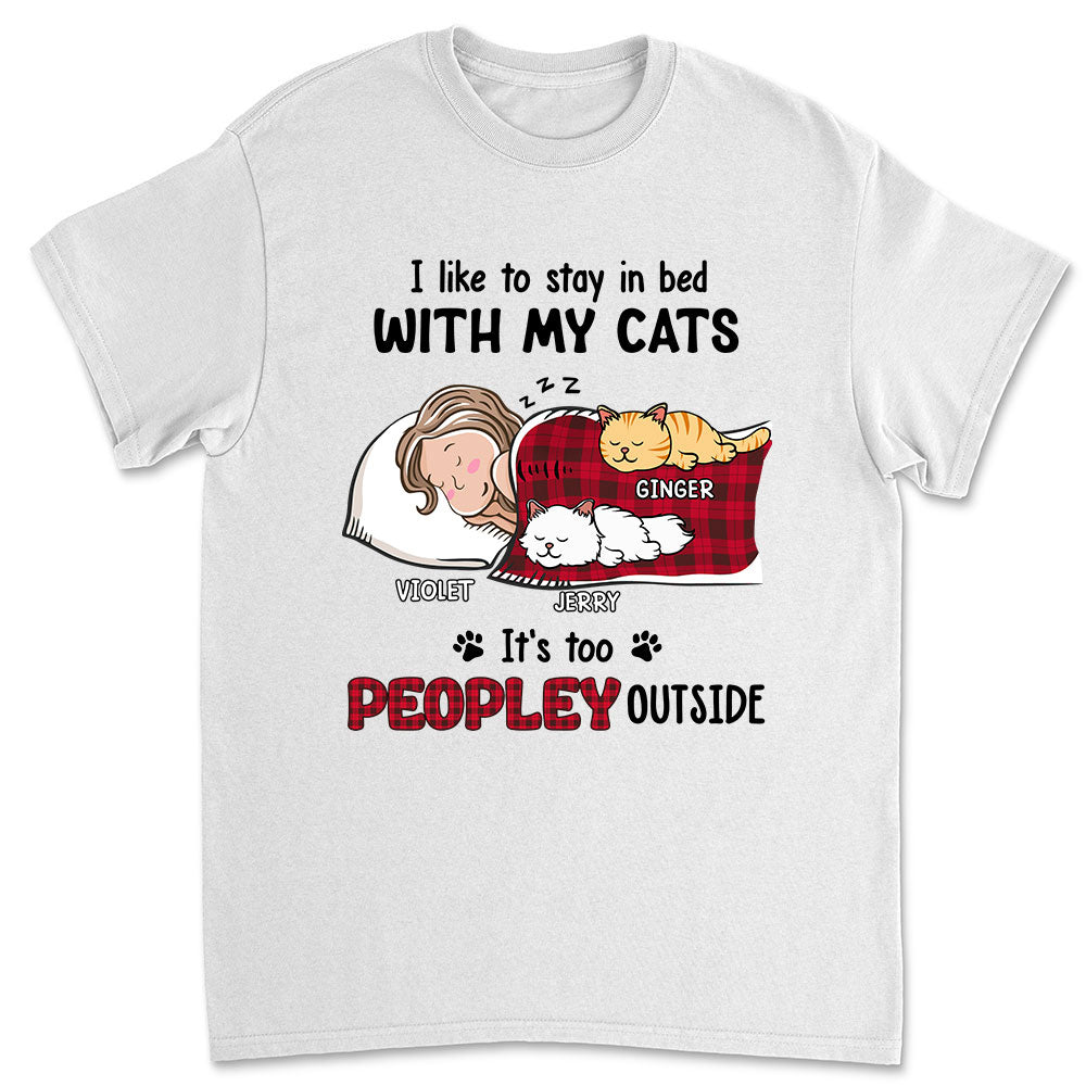 Personalized Like To Stay In Bed Cat Unisex T-shirt - Ideal Gift for Pet Lovers